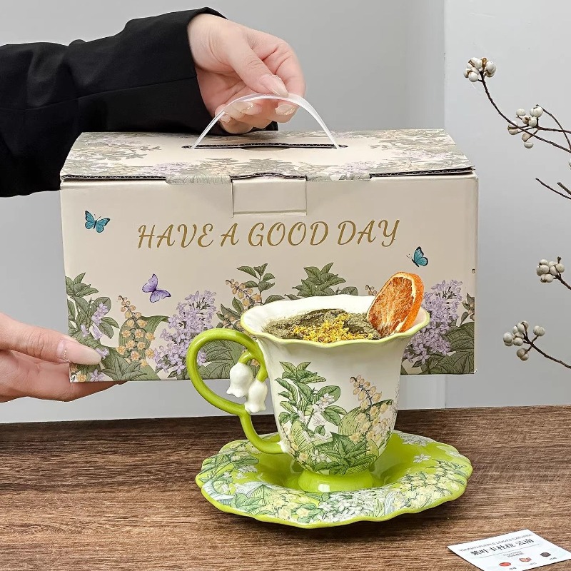 Coffee Tea Set Up - Lily of the valley blooming afternoon