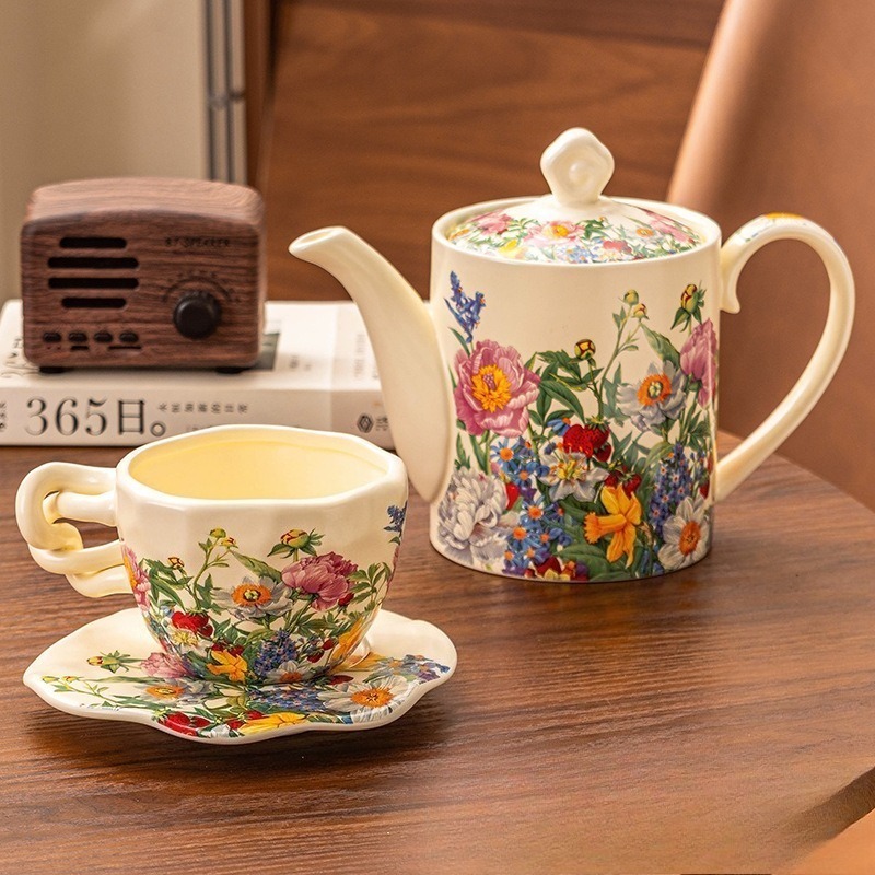 European Vintage Floral Cerami - Coffee Tea Gift Basket ulasan dan harga