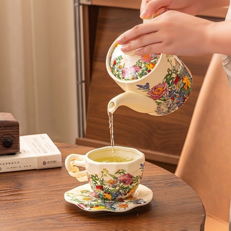 European Vintage Floral Cerami - Coffee Tea Gift Basket ulasan dan harga