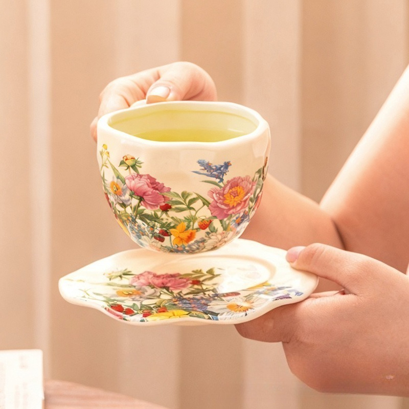 European Vintage Floral Cerami - Coffee Tea Gift Basket ulasan dan harga