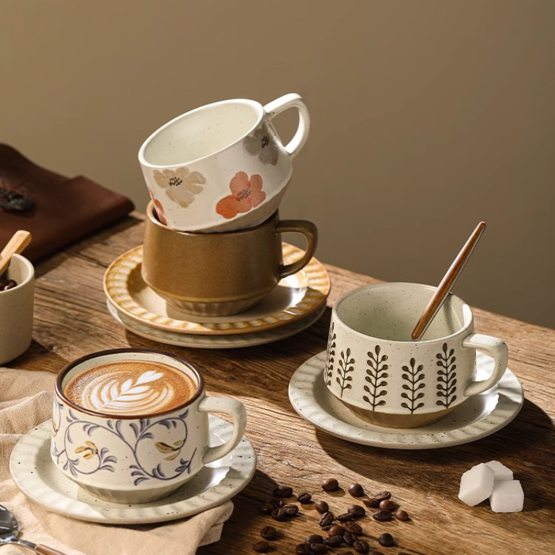 Retro Ceramic Cup Coarse Potte - Coffee Tea Set Up ulasan dan harga